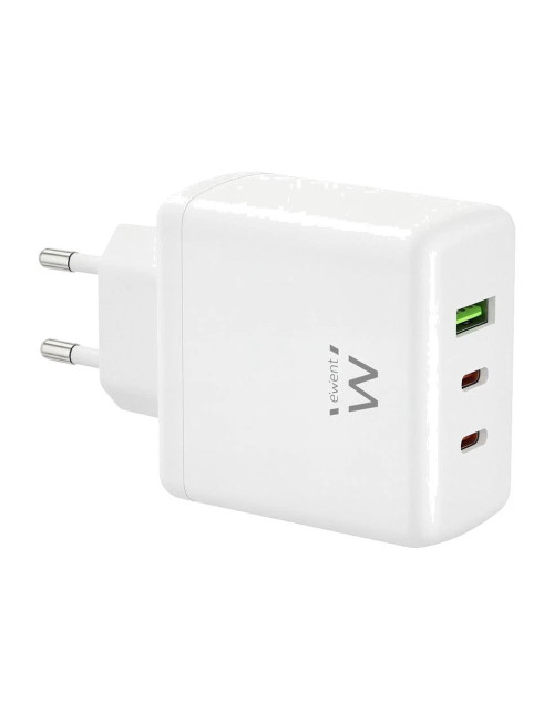 ewent Cargador de Pared | 1xUSB A + 2xTipo-C | 65W